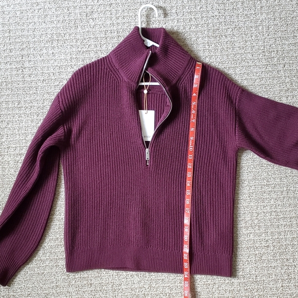 NWT. Quince Australian Merino Wool Half Zip Sweater, Barolo Burgundy (S) - Picture 15 of 17